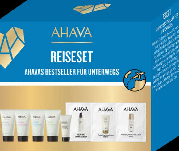 Ahava Deadsea Water Travel Kit = Mineral Body Lotion 40ml+Mineral Hand Cream 40ml+Mineral Shower Gel 40ml+Mineral Shampoo 40 ml+Prot.Moist. Lot+3 Artikel.