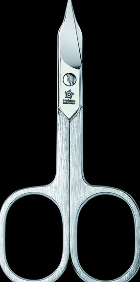 Pfeilring 9cm, Kombischere, strichmattiert, vernickelt, gebogen, in Blister